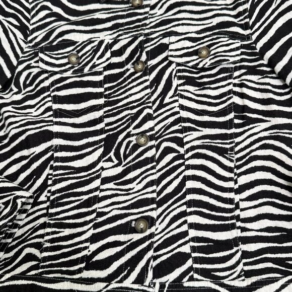 Tahari Women's Linen Zebra Print‎ Cropped Button Up Jacket, Size M - Picture 3 of 8